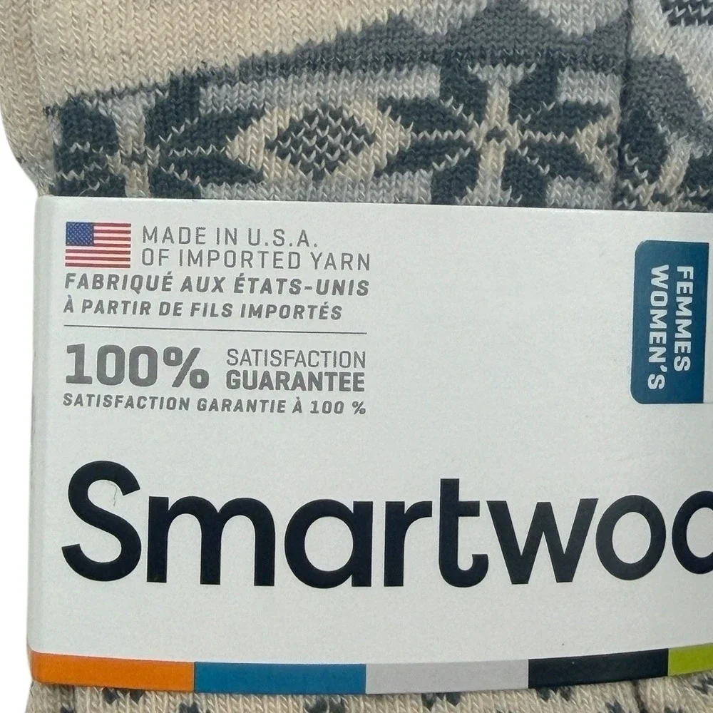 Smartwool 2 Pair Women L Cozy Cabin Crew Merino Wool Socks Natural Large LOT 2